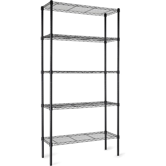 Amazon Basics 5-Shelf Adjustable Heavy Duty Steel Wire Rack Storage Shelving Organizer for Kitchen, Garage, 36" L x 14" W x 72" H, Black