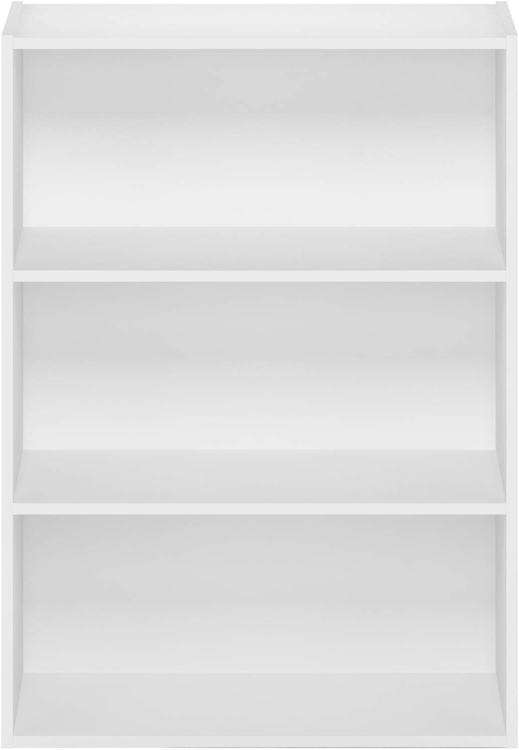 Furinno Pasir 3-Tier Open Shelf Bookcase, Plain White