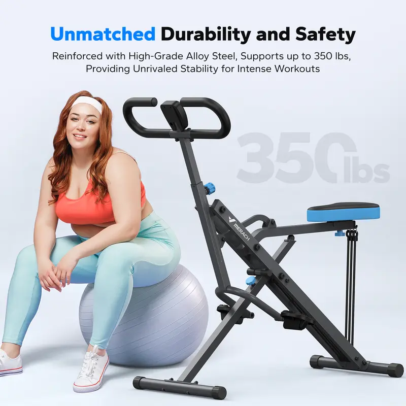MERACH™ Foldable Squat & Row Machine | Adjustable Resistance Glutes & Leg Trainer | All-in-One Home Fitness Equipment with LCD Tracking & 350 lbs Capacity