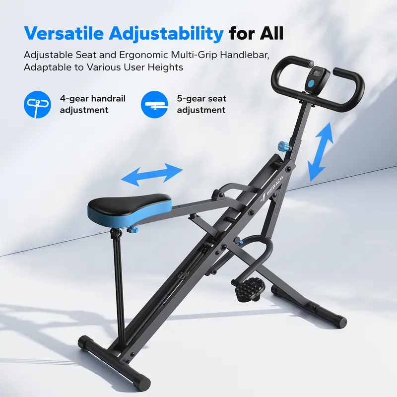 MERACH™ Foldable Squat & Row Machine | Adjustable Resistance Glutes & Leg Trainer | All-in-One Home Fitness Equipment with LCD Tracking & 350 lbs Capacity