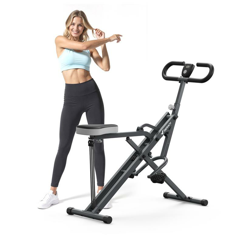 MERACH™ Foldable Squat & Row Machine | Adjustable Resistance Glutes & Leg Trainer | All-in-One Home Fitness Equipment with LCD Tracking & 350 lbs Capacity