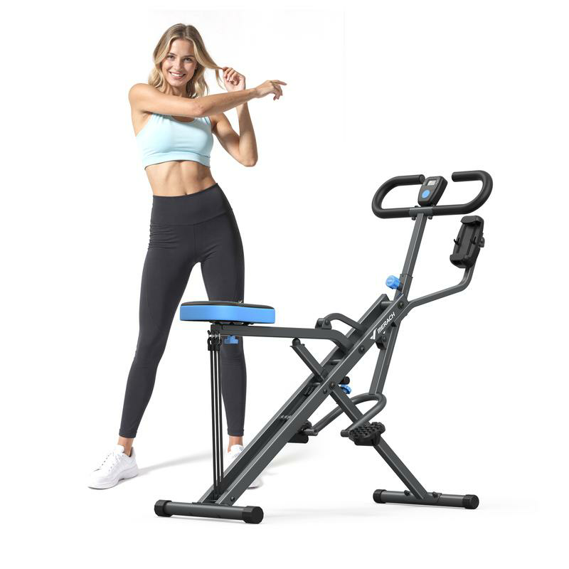 MERACH™ Foldable Squat & Row Machine | Adjustable Resistance Glutes & Leg Trainer | All-in-One Home Fitness Equipment with LCD Tracking & 350 lbs Capacity