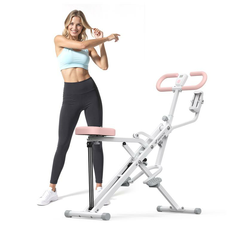 MERACH™ Foldable Squat & Row Machine | Adjustable Resistance Glutes & Leg Trainer | All-in-One Home Fitness Equipment with LCD Tracking & 350 lbs Capacity